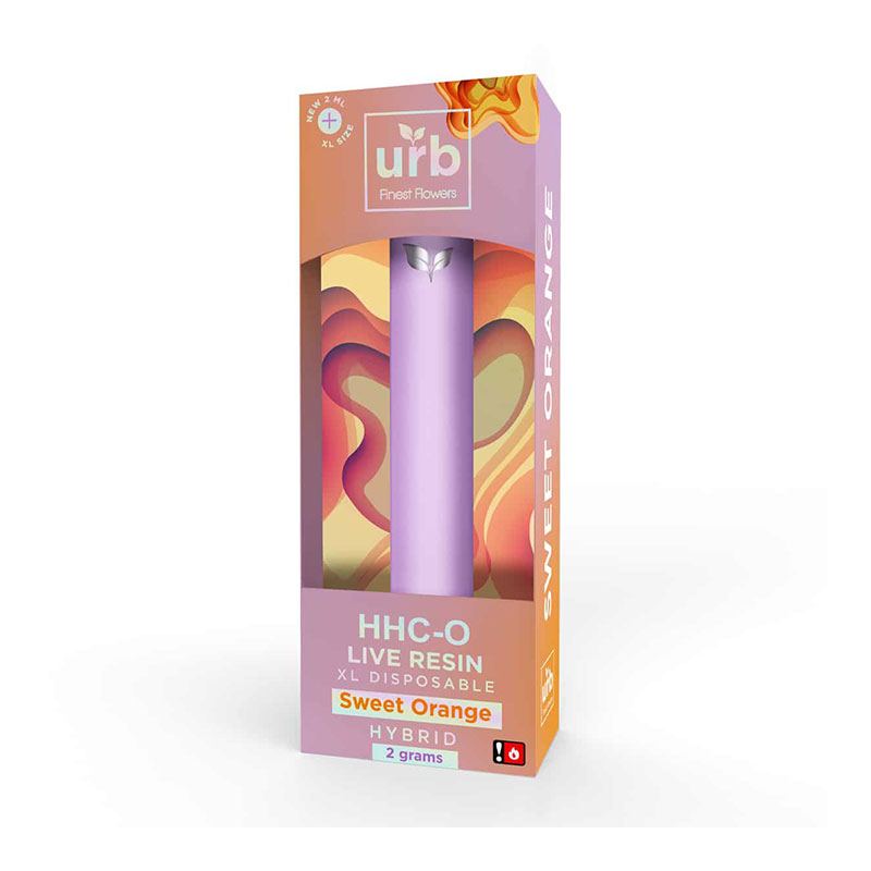 Urb HHC-O Live Resin Disposable vape with sweet orange hybrid terpenes in 2g size