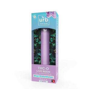 Urb THC-O Live Resin Disposable vape with blue watermelon indica terpenes in 2g size