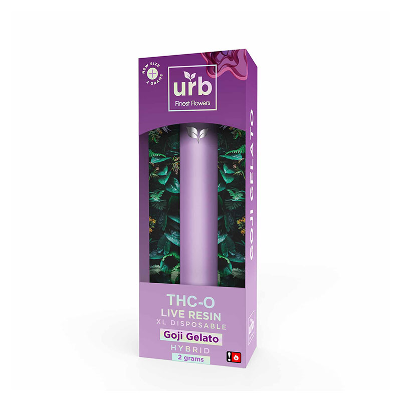 Urb THC-O Live Resin Disposable vape with goji gelato hybrid terpenes in 2g size