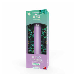 Urb THC-O Live Resin Disposable vape with gruntz sativa terpenes in 2g size
