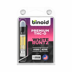 Binoid THC-O vape cartridge with White Runtz strain profile in 1g size