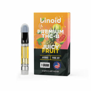 Binoid THC-B vape cartridge with Juicy Fruit strain profile in 1g size