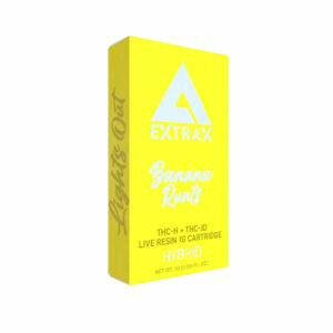 Delta Extrax THCh THCjd THCp Live Resin vape cartridge with Banana Runts strain profile in 1ml size