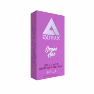 Delta Extrax THCh THCjd THCp Live Resin vape cartridge with Grape Ape strain profile in 1ml size