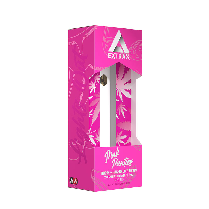 Delta Extrax THCh THCjd THCp Live Resin Disposable vape with Pink Panties strain profile in 2ml size