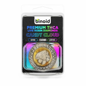 Binoid THCA live rosin diamond wax dabs in a candy cloud strain profile in 1.5g size