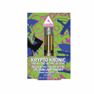 Delta Extrax THC-X THC-B PHC Live Resin vape cartridge with Krypto Kronic strain profile in 2ml size
