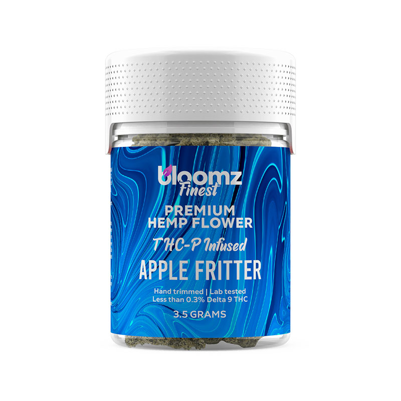 Binoid THC-P hemp flower in a 3.5g jar with a Apple Fritter strain profile.