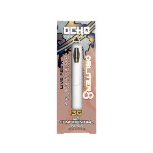 Ocho Extracts Obliter8 Live Resin 3g Disposable vape with LA Confidential strain profile