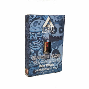Zombi Extrax Oleo Resin vape cartridge with Delta 8, PHC, Delta 10, THC-X, THC-B, and THC-P with Blue Hawaiian Haze strain profile in 2ml size