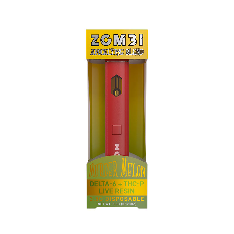 Zombi Extrax Apocalypse Blend Delta-6 + THC-P Disposable vape with Murder Melon strain profile in 3.5ml size
