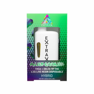 Delta Extrax THCA + Delta-9P Live Resin Disposable vape with Alien Cookies strain profile in 4.5ml size