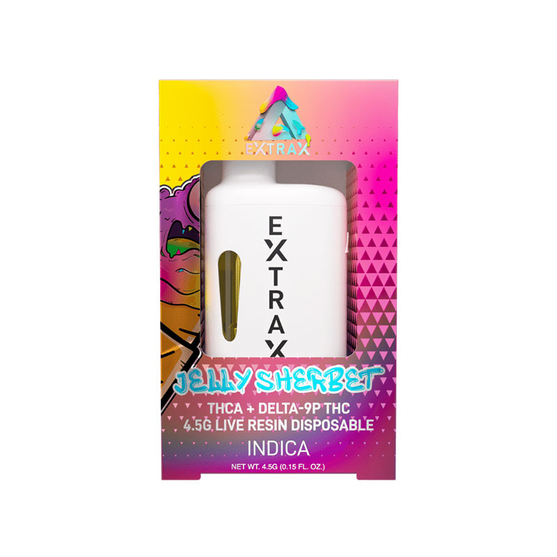 Delta Extrax THCA + Delta-9P Live Resin Disposable vape with Jelly Sherbet strain profile in 4.5ml size