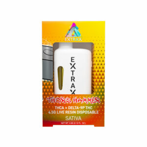 Delta Extrax THCA + Delta-9P Live Resin Disposable vape with Thor's Hammer strain profile in 4.5ml size