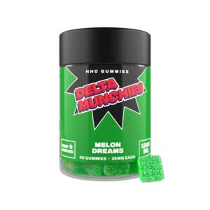 Delta Munchies HHC 1000mg gummies in melon dreams flavor with 25mg per gummy
