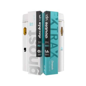 Ghost Extrax THCA + Delta-9 THC + HXY9-THC 3.5g Live Resin Disposable vapes in a 2-pack with Cheesecake and XXX OG strain profiles