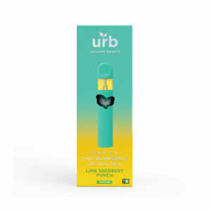 Urb saucy diamonds Delta 8 + THCa + THC-H + Live Resin Disposable vape with Lime Sherbert (Sativa) terpenes in 3g size