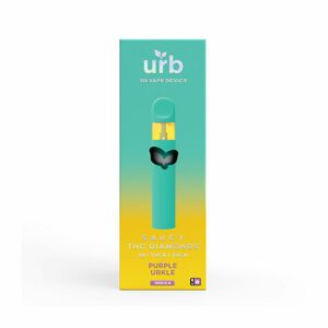 Urb saucy diamonds Delta 8 + THCa + THC-H + Live Resin Disposable vape with Purple Urkle (Indica) terpenes in 3g size