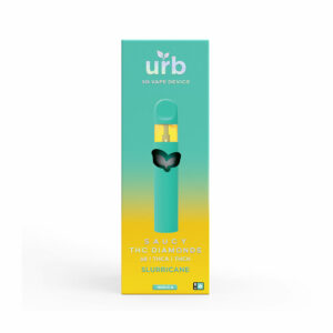 Urb saucy diamonds Delta 8 + THCa + THC-H + Live Resin Disposable vape with Slurricane (Indica) terpenes in 3g size