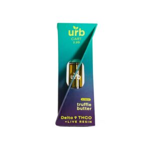 Urb Delta 9 THCO + Delta 8 Live Resin vape cartridge with Truffle Butter (Hybrid) terpenes in 2.2g size