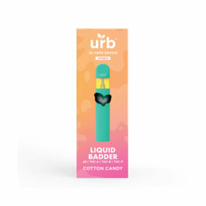 Urb liquid badder Delta 8 + THCa + THC-B + THC-P + Live Resin Disposable vape with Cotton Candy (Hybrid) terpenes in 3g size