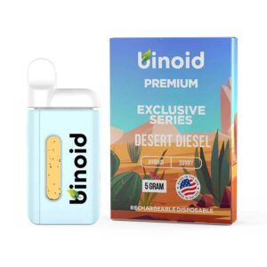 Binoid THCa Delta 9P Live Resin disposable with a balanced Hybrid Desert Diesel strain profile in 5g size