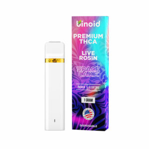 Binoid THCA live rosin disposable pen with Space Cake strain profile in 1g size