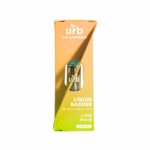 Urb liquid badder Delta 8 + THCa + THC-B + THC-P + Live Resin vape cartridge with Lime Pixie (Sativa) terpenes in 2.2g size