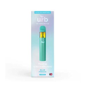 Urb Iced Diamonds Delta 8 + THCa Disposable vape with Blue Freeze (Hybrid) terpenes in 3g size