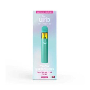 Urb Iced Diamonds Delta 8 + THCa Disposable vape with Watermelon Chill (Indica) terpenes in 3g size