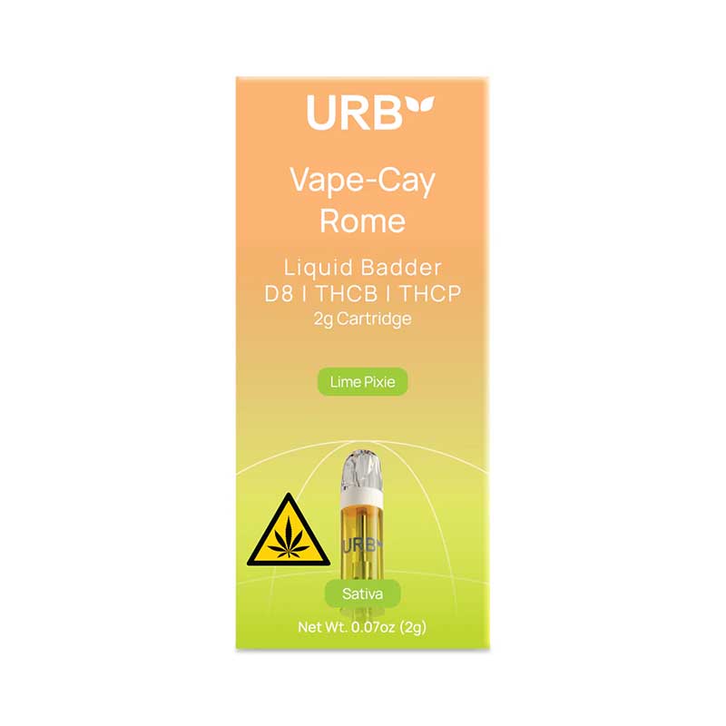 Urb liquid badder Delta 8 + THCa + THC-B + THC-P + Live Resin vape cartridge with Lime Pixie (Sativa) terpenes in 2g size
