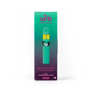 Urb Delta 9 + Delta 8 Live Resin disposable with LA Wedding Pop (Indica) terpenes in 3g size