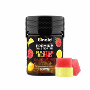Binoid Master Blend THCA THCP PHC gummies in 65mg servings with Raspberry Citrus flavor