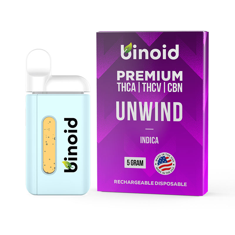 Binoid THCa THCV CBN Unwind Live Resin disposable in 5g size