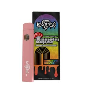 Exodus Mushy vapes mushroom extract with Rainbow Belts flavor in 2.2g disposable