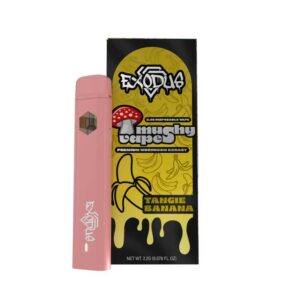 Exodus Mushy vapes mushroom extract with Tangie Banana flavor in 2.2g disposable