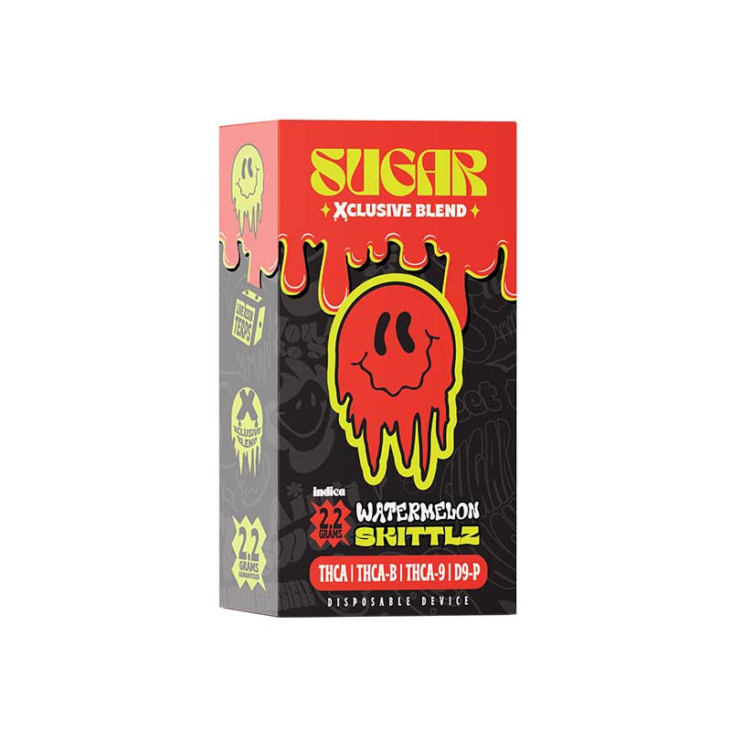 Sugar Xclusive blend THCA Watermelon Skittlz 2.2g disposable Indica strain with Live Resin