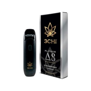 3Chi platinum delta 8 THC 2ml disposable vape with Strawberry Cough cannabis-derived strain profile