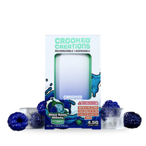 Crooked Creations high potency live diamond bar 4.5g disposables with Delta-8, Delta-10, THCP, HXY9-THC, HXY10-THC and THCA Blue Razz Mintz terpenes