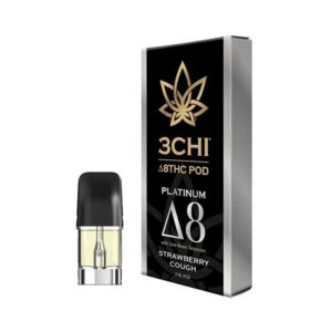 3Chi platinum delta 8 THC 2ml vape pod with Strawberry Cough cannabis-derived strain profile