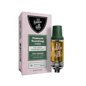 Hidden Hills VVS Night Night Blend THC-A vape cartridge with Pinkonade Razzberry strain profile in 2g size