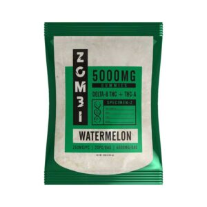 Zombi Specimen-Z THCA Watermelon flavored gummies with 250mg per piece of Delta-8 and THCA.