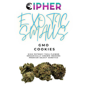 Cipher Exotic Smalls THCa hemp flower with GMO Cookies strain profile