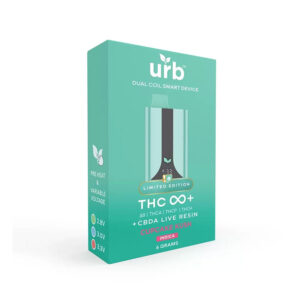 Urb THC Infinity+ Live Resin Disposable vape with cupcake kush indica terpenes in 6g size
