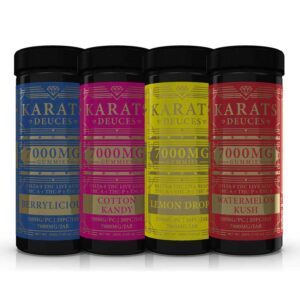 Karats Deuces 7000mg gummies with THCA + THCP + THCB + Delta-8 THC Live Resin in 350mg servings in four flavors