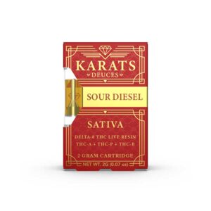 Karats Deuces THCA + THCP + THCB + Delta-8 THC Live Resin 2g vape cartridge with Sour DIesel terpenes