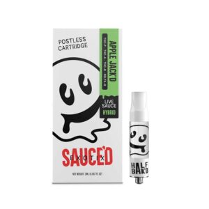 Half Bak'd Sauced Exotix THCB + THCP + Delta-8 + THCA Live Resin 2g vape cartridge Apple Jack'd Hybrid terpenes