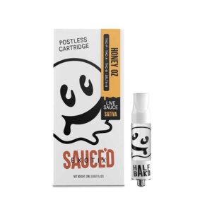 Half Bak'd Sauced Exotix THCB + THCP + Delta-8 + THCA Live Resin 2g vape cartridge Honey OZ Sativa terpenes