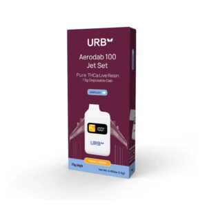 Urb Aerodab 100 Jet Set Live Resin THCA vape with Jealousy Hybrid terpenes in 1.5g size