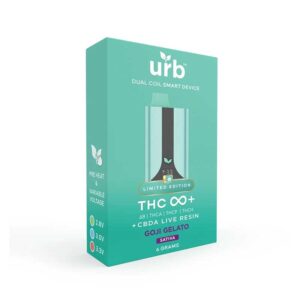 Urb THC Infinity+ Live Resin vape with goji gelato sativa hybrid terpenes in 6g size